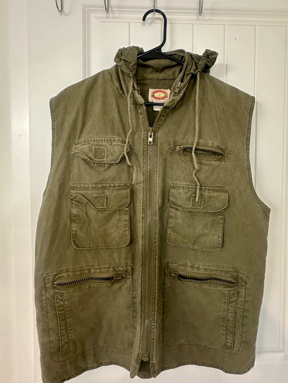 Vintage-Banana Republic  Olive Hooded Utility Vest - Women - Picture 9 of 9